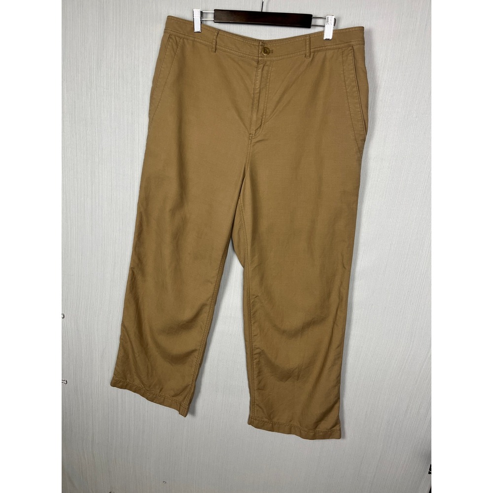 Lauren Ralph Lauren Wide Leg Chino Pants Womens 14W‎ Tan Straight Leg HR Lyocell